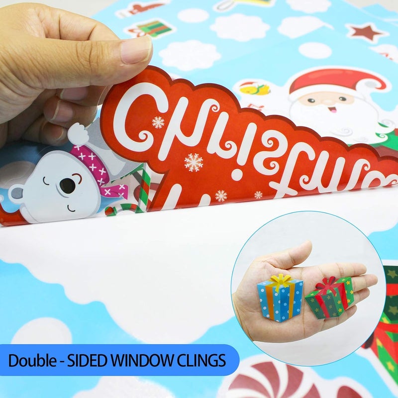 Pseutio 175 PCS Christmas Window Clings Xmas Decals Stickers for Christmas Window Decorations - Image 4